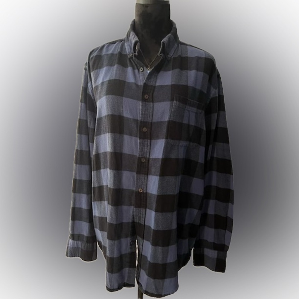 CROFT & BORROW Blue and Black Plaid Men's Shirt XL